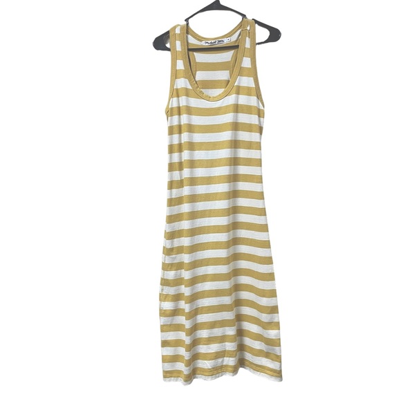 Michael Stars Yellow White Striped Midi Length Dress Size XS - Picture 2 of 10